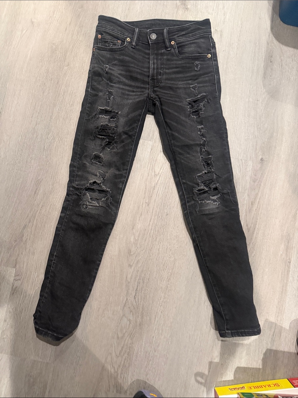 American Eagle Outfitters Black Distressed Skinny Jeans